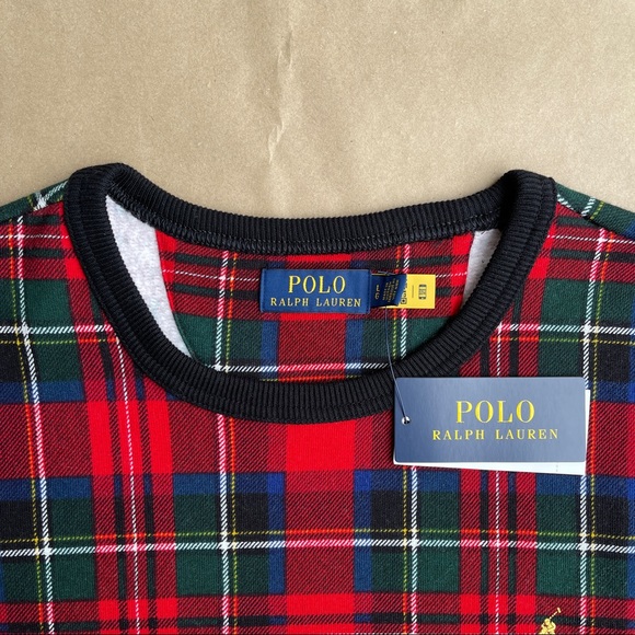 POLO RALPH LAUREN TARTAN PLAID SWEATSHIRT RED MENS SIZE LARGE NEW - Picture 3 of 6